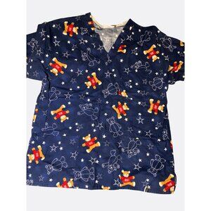 Peaches Uniforms Teddy Bears and Stars Print Scrub Top